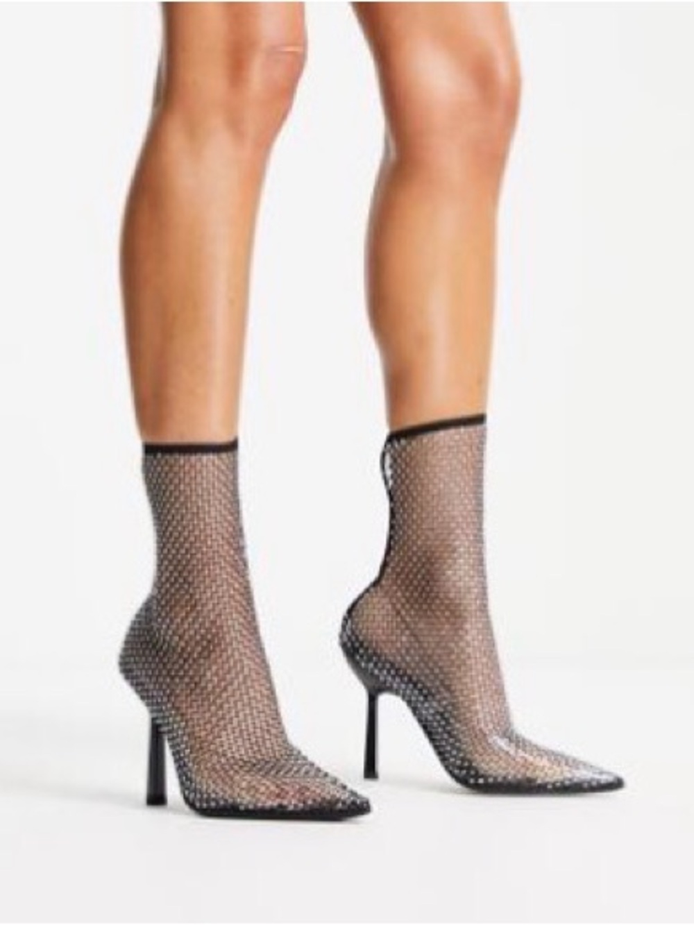 ASOS | Black Rhinestone Mesh Sock Booties - Women